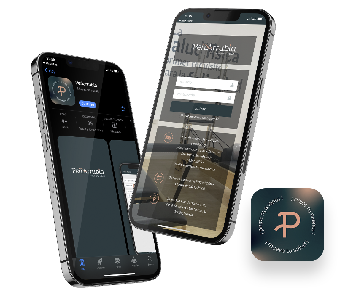 Dos smartphones con aplicación de Peñarrubia